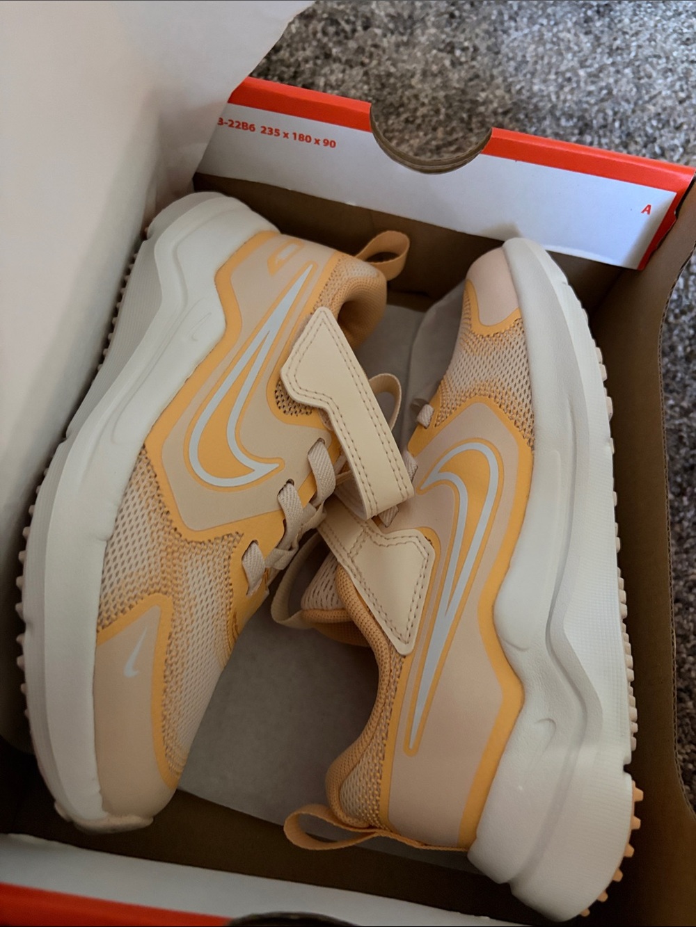 Nike Kids Peach and White Velcro Sneakers